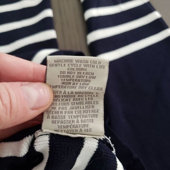 Charlie Paige Blue and White Striped Bateau Neck Sweater Top M - Picture 6 of 8